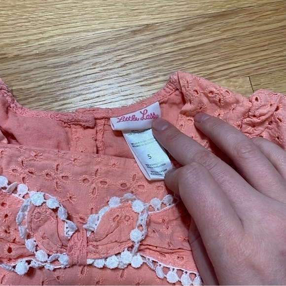 Size 5 Shirt Bundle Carter’s Heart Print Blue Striped Button Top Lace Peach - Picture 3 of 7